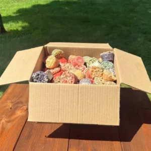 A 100 loose fire starters in a cardboard box product